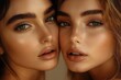 © zhuan - intimate close-up of two people lower faces and necks with warm skin tones and a strand of blonde hair conveying tenderness