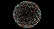 © MDABUUSUF - 3d network globe with glowing nodes and interconnected data flow on black background