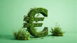 © toon cartoon - Green Euro Symbol Made of Plants and Foliage