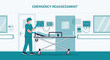 © raka - Medical Emergency Reassessment: Doctor with Stretcher and Monitors in Hospital Room