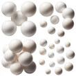 © akib - Collection of various sizes of white polystyrene foam spheres isolated on a pure white background