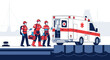 © Khaliq - Emergency Responders with Ambulance on Dock, Ready for Rescue Operation
