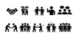 © Mobarok Hossen Munna - Collection of diverse pictogram icons representing human connection teamwork collaboration and social interaction concept design illustration.