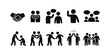 © Mobarok Hossen Munna - Collection of diverse pictogram icons representing human connection teamwork collaboration and social interaction concept design illustration.