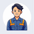 © Las - Smiling Asian man in blue uniform.