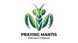 © uki - This praying mantis logo represents precision in nature, showcasing a modern design suitable for brands focusing on ecology, pest control, or natural aesthetics.