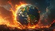 © ularr - A planet engulfed in flames with fire and smoke everywhere