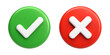 © David Kreuzberg - green yes icon with check mark and red deny or no cross icon 3d symbols set isolated on white or transparent png