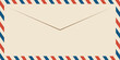 © laily - Airmail envelope frame with blue and red stripes on white background. International vintage letter border. Retro air mail postcard. Blank envelope. Vector illustration isolated on white background