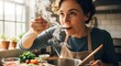 © Rahman Creator - Woman Tasting Hot Food While Cooking in Kitchen.