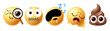 © Larisa - 3D Emoji Bundle: Magnifier, Zipper Mouth, Sleeping Mask, Melting Face, and Cute Poop Character