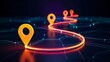 © Zee - Digital navigation route with location markers representing gps mapping and modern travel technology