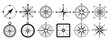 © MOHAMMADTORIQUL - Collection of twelve black and white compass rose and wind rose navigation