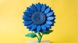 © SubaDesigns - A sapphire-hued geometric blossom harvesting light with solar panel petals, a profound metaphor for the synthesis of intricate human engineering and the boundless power of the sun.