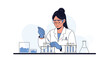 © Sultana - Dedicated female scientist in a white lab coat uses a pipette to transfer liquid into test tubes for an experiment.