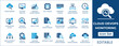 © FlatCore Studio - Cloud DevOps monitoring icon set featuring server health, CPU usage, network monitoring, real-time analytics, deployment status, API monitoring, and dashboard analytics symbols.