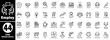 © Hafiz - Employ line icon set. job search, career path, teamwork, remote work, employees, resume, interview, promotion, and office symbols.