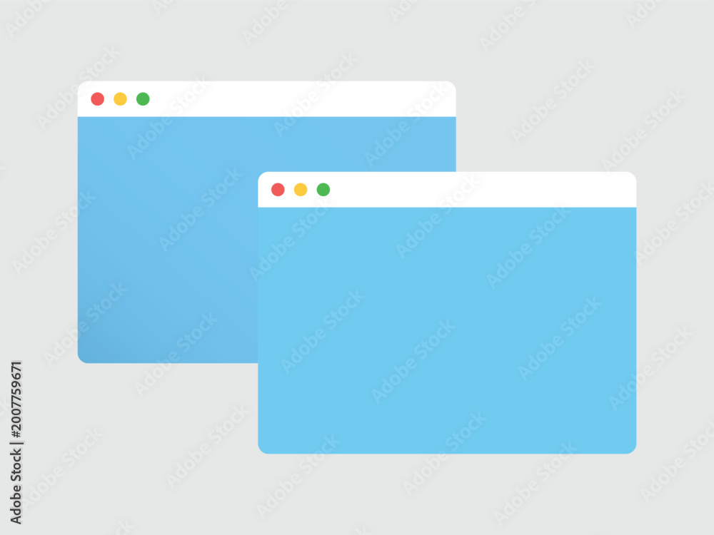 Browser window template, flat cartoon web browser in different sizes ...