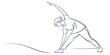 © Bf - Line art of a woman performing a triangle pose in yoga with utthita trikonasana silhouette exercise wellness flexibility strength meditation mindfulness activity