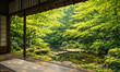 © rimosuke - 縁側から眺める新緑の庭園と静寂に包まれた日本の古民家風景