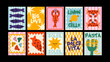 © cutemole - Italian typography posters set in retro cartoon style. Mediterranean food, seafood and slogan cards for kitchen decor, restaurant branding and wall art prints