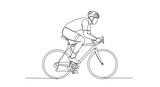 Cyclist riding bicycle with helmet and sportswear on road bike transparent background