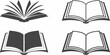 © Shuvra Majumder - Open book icons set four distinct styles on white background
