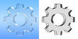 © MdFuyad - Glossy 3D Gear Icon in Blue and Silver Glass Style for Creative Designs Reflections