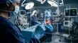 © Wool World - AI-Assisted Diagnostic Holographic Display Guides Surgeon in Advanced Operating Room for Precise Spinal Procedures, Revolutionizing Future Healthcare Technology