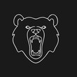 © JimzStd - Roaring Bear Head White Outline Illustration on Black Background
