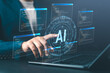 © Nirusmee - AI code generation and analysis concept with businessman using laptop, representing software debugging, automated code review, and generative AI programming technology.