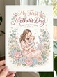© JetHuynh - “My First Mother’s Day” text with soft floral mother illustration, pastel tones