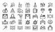 © Shameem - Event planning and celebration outline icon set with wedding party decoration and editable stroke vector collection