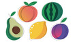 © Mst Nazma - Colorful selection of five fresh tropical fruits arranged together Vector