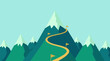 © Shearpedge Design - Stylized mountain landscape with winding path and flags, representing success and goals