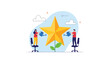 © Damian - Team of two business people water a massive gold star growing like a plant representing the nurturing of success and high quality standards.