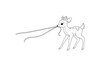 © Kehed - Cute Fawn with Crown and Ribbons, Whimsical Line Art Illustration