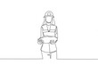 © Simple Line - Single line drawing features strong woman holding metal mineral mining for an industry concept. This graphic illustration is beautifully designed for an International Women in Mining Day poster.
