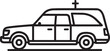 © Alamin - Funeral hearse car vehicle for coffin transportation burial ceremony in modern thin line vector editable style
