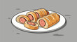 © Galih - A white plate holds several sausage rolls, some whole and some sliced