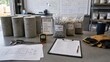 © Юлия Сергеева - Construction site testing for concrete quality control with samples and measurement tools at the workbench during daylight hours
