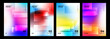 © FineVector - Abstract Posters Collection. Rectangle shapes. Gradient stripes on blurred backgrounds. Defocused color templates for creative graphic design. Vector illustration.