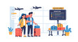 © Rido - Couple with luggage at airport departure lounge ready for travel.