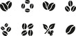 © Yehor - coffee bean icons set, simple solid vector symbols of roasted coffee beans isolated on transparent background