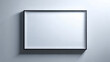 © takanan - Empty black rectangular picture frame with white mat mounted on gray wall with soft shadows, blank mockup template, ideal for gallery exhibitions
