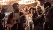 © Grapi - A vibrant musical ensemble performing outdoors with passion and energy.