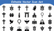 © graphicsobai - Editable vector icon set of religious and christian symbols crosses faith elements with religion