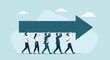 © sjeixh - Business people carrying a big arrow, a concept of teamwork, progress, business growth and moving forward together.