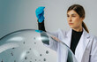 © Rendara Studio - 3D lab pipette sphere in controlled biotech testing scene