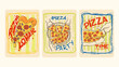© barsrsind - Colorful set of pizza poster style retro illustrations. Celebrate carefree spirit and life simple pleasures